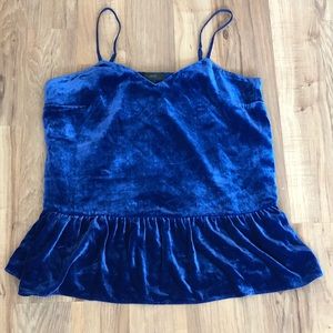 J. Crew blue velvet peplum tank, tall 4